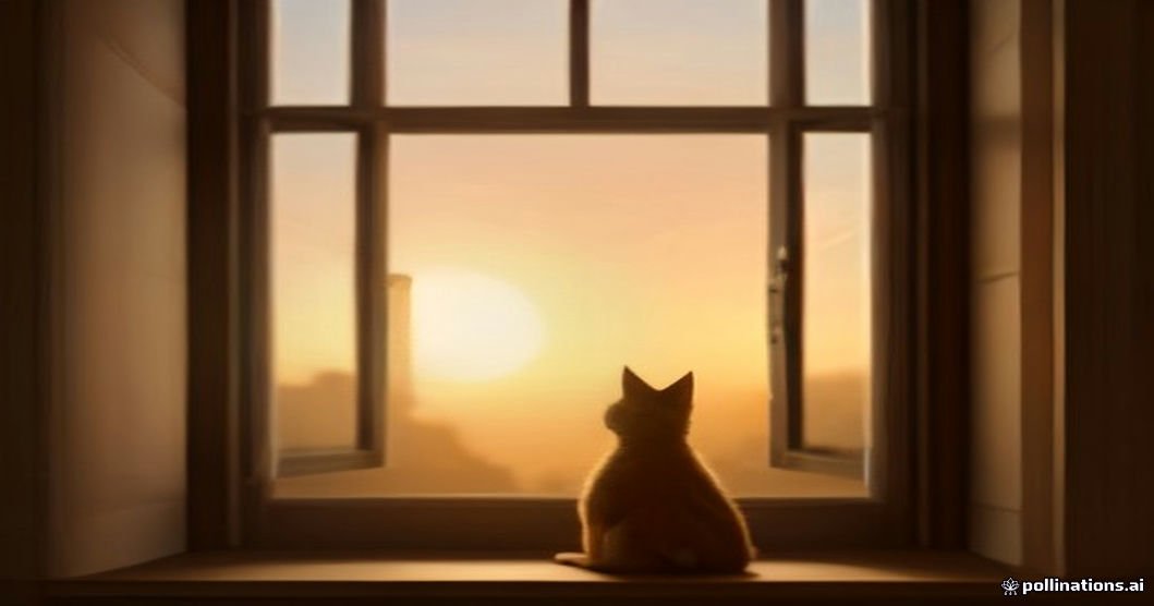 The full curiosity killed the cat quote as a Monday blessing with a curious cat watching golden sunrise light