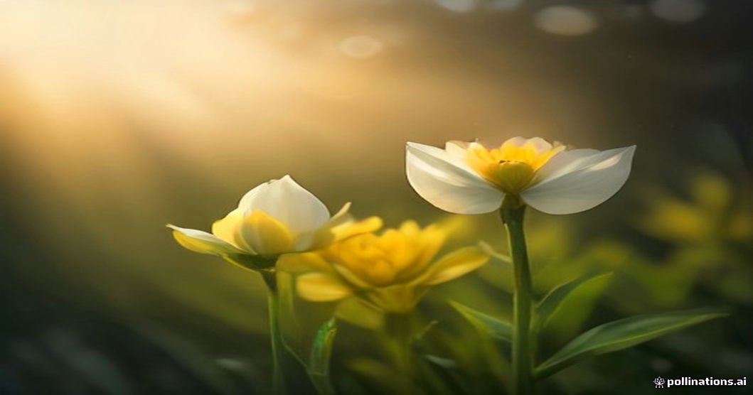 Monday blessings for grief and loss — soft golden sunrise light over white flowers, bringing comfort and hope for the week ahead