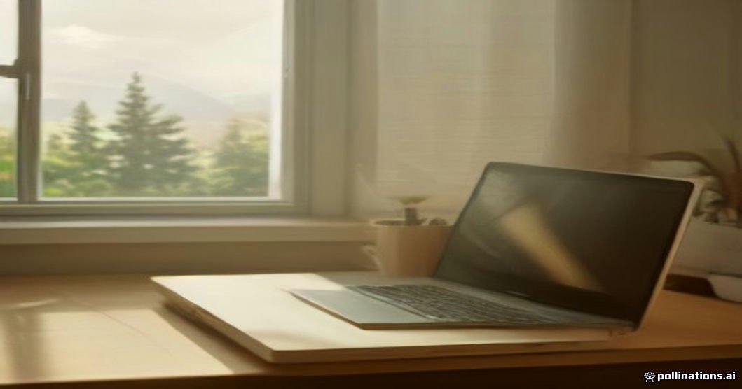 Prayers for a job and financial stability — golden sunrise light over a desk with a laptop and notebook, a hopeful Monday morning start to the job search