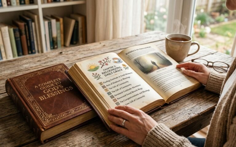 Sunrise landscape with scripture overlay of God's blessing and peace