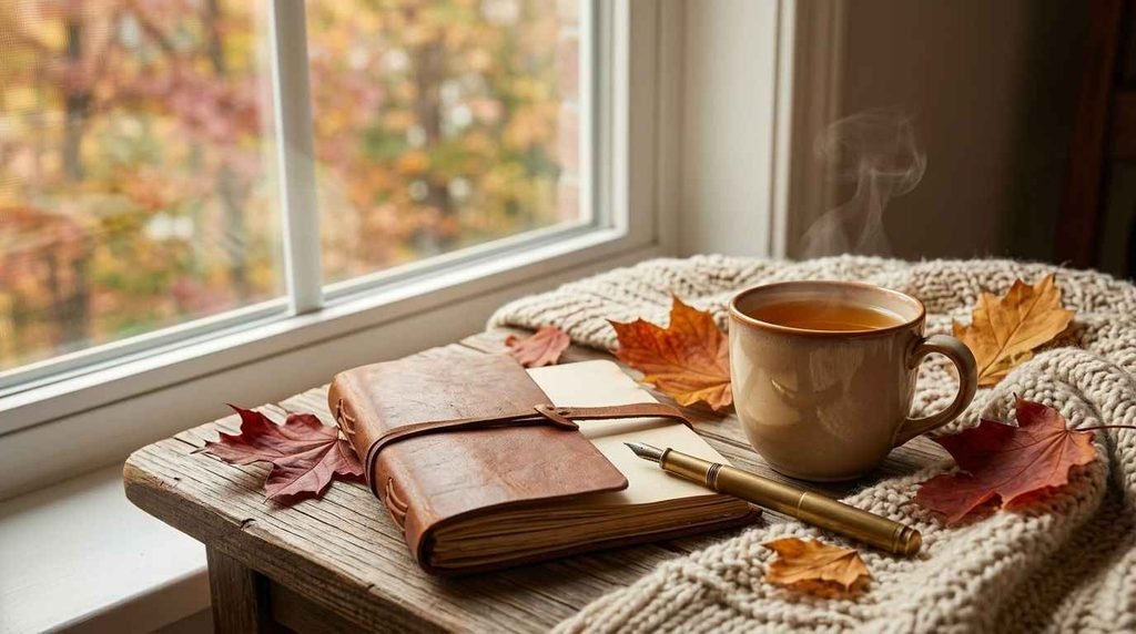 Autumn leaves blessing quote card — Fall Quotes for Cards and Journals
