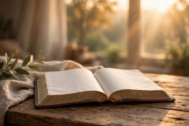 Blessing vs prayer explained with a warm sunrise and an open Bible in morning light.