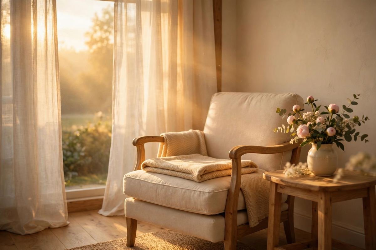 Pregnant mother watching a golden sunrise through her window — Monday blessings for pregnant mothers