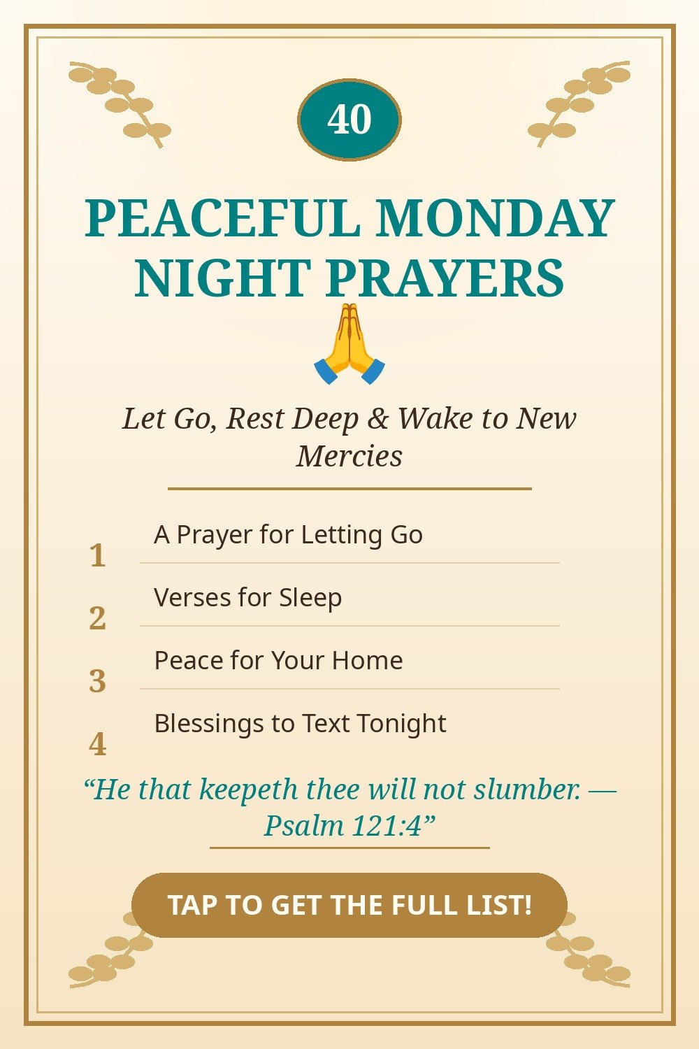 Peaceful Monday night prayers pin